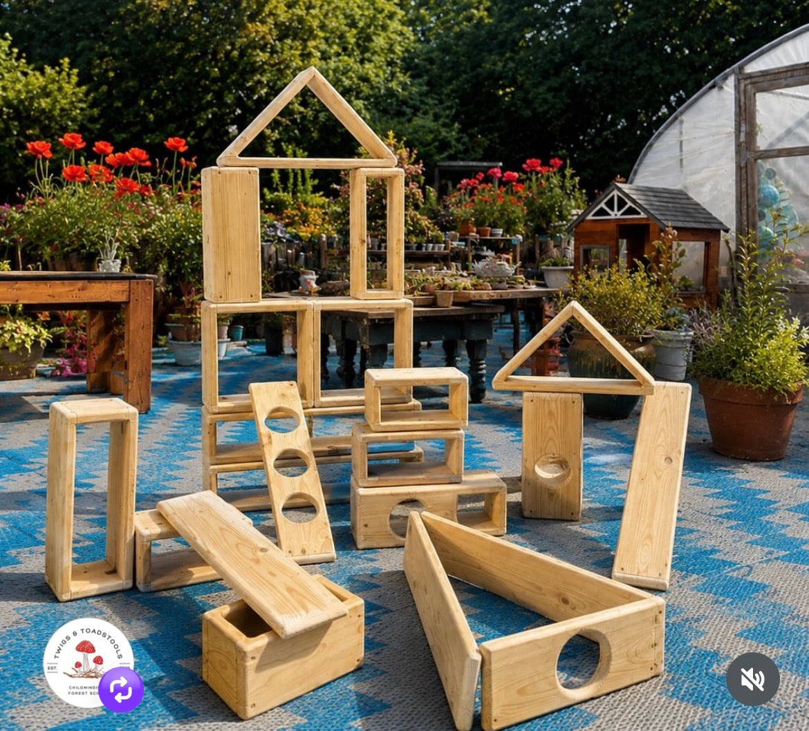 22-Piece Handmade Wooden Block Set 🌿🪵