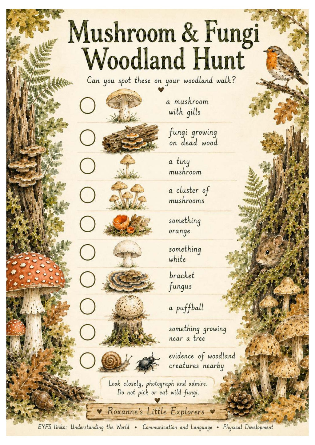 Mushrooms & Fungi Nature Exploration Printable Pack | EYFS Woodland Activities